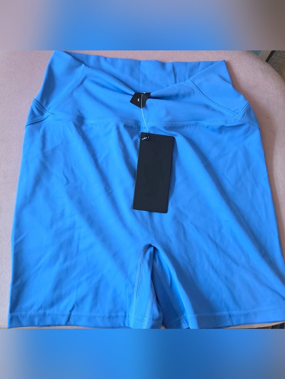 Alphalete Bright Blue High-Waist Biker Shorts LARGE